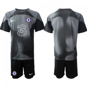 Levné Chelsea Brankářské Fotbalové dresy Dětské Černá 2022-23 Krátký Rukáv